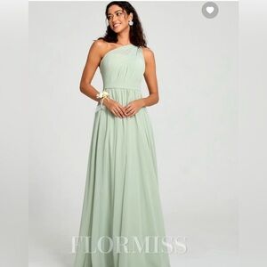 One-Shoulder Green Dress